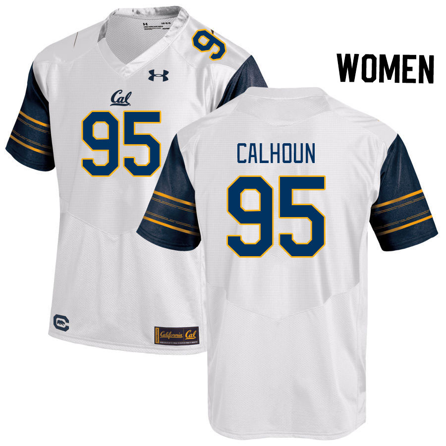 Women #95 Akili Calhoun California Golden Bears College Football Jerseys Stitched Sale-White